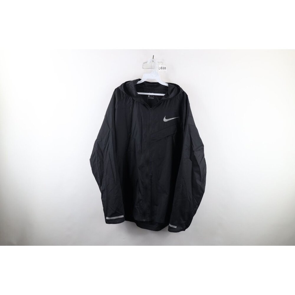 Nike Running Mens XL Big Swoosh Logo Impossibly Light Hooded Reflective Jacket